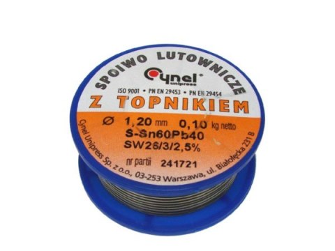 Cyna 1,20/ 100g Sn60Pb40 z topnikiem Cynel Cyna 1,20/ 100g Sn60Pb40 z topnikiem Cynel