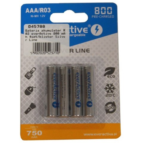 Bateria akumulator R03 everActive 800 mAh 4szt/bli Bateria akumulator R03 everActive 800 mAh 4szt/bli