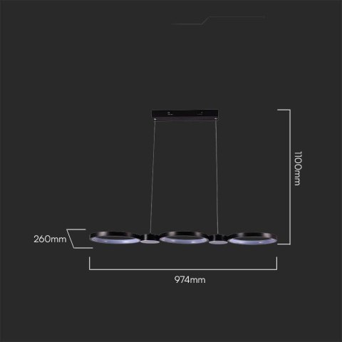 Oprawa Zwieszana V-TAC 38W LED Czarna VT-7820 4000K 4560lm Oprawa Zwieszana V-TAC 38W LED Czarna VT-7820 4000K 4560lm