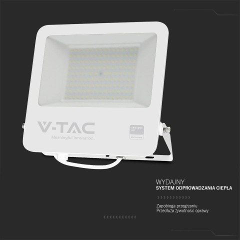 Projektor LED V-TAC 100W 100Lm/W Przewód 1mb SAMSUNG CHIP Biały VT-44104 6500K 8700lm 5 Lat Gwarancji