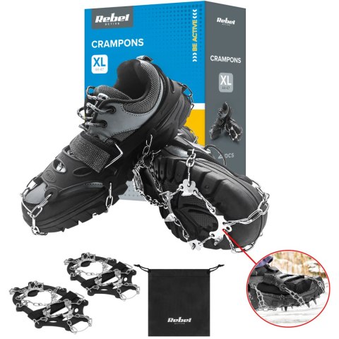 Raczki z kolcami na buty turystyczne, rozmiar XL ( 44 - 47 ) , REBEL ACTIVE