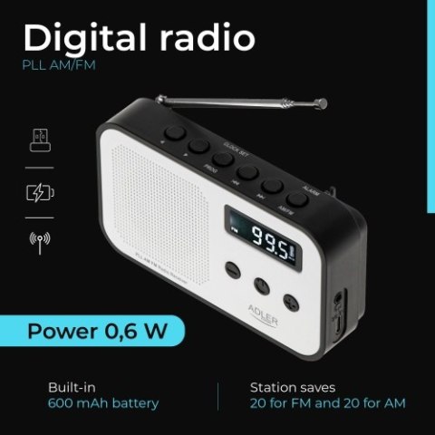 Adler Radio cyfrowe PLL AM / FM