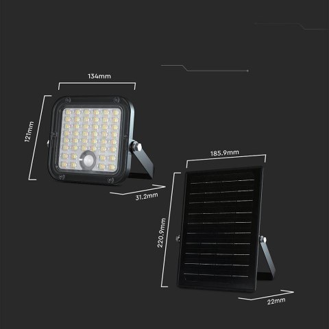 Projektor LED Solarny V-TAC 10W Pilot, AUTO, Timer, Czujnik Ruchu, IP65, CCT VT-411CCT 4000K+6000K 1500lm