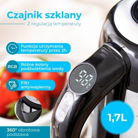Adler Czajnik szklany 1,7 L z regulacją temp.