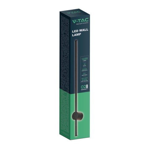 Oprawa Ścienna Elewacyjna LED V-TAC 12W IP65 Czarna 63cm VT-11112-B 3000K 1400lm