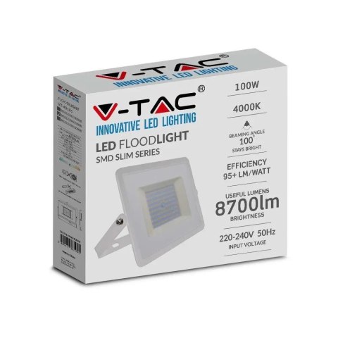 Projektor LED V-TAC 100W SMD E-Series Biały VT-40101 4000K 8700lm Projektor LED V-TAC 100W SMD E-Series Biały VT-40101 4000K 8700lm