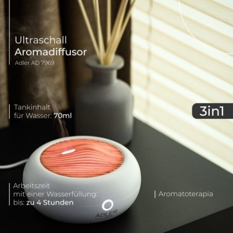 Adler Ultradźwiękowy dyfuzor zapachowy USB 3w1