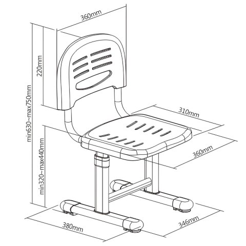 Krzesło dla Dziecka Regulowane Błękit SPC-XD12N