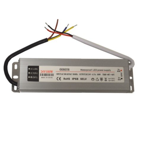 Zasilacz LED 24V 100W napięciowy IP67 aluminium EK Zasilacz LED 24V 100W napięciowy IP67 aluminium EK