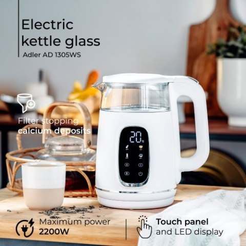 Adler Czajnik elektryczny szklany LED z regulacją temperatury 1,7L