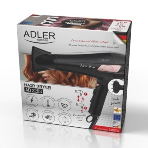 Adler Suszarka ze zwijanym przewodem - 2400W + dyfuzor