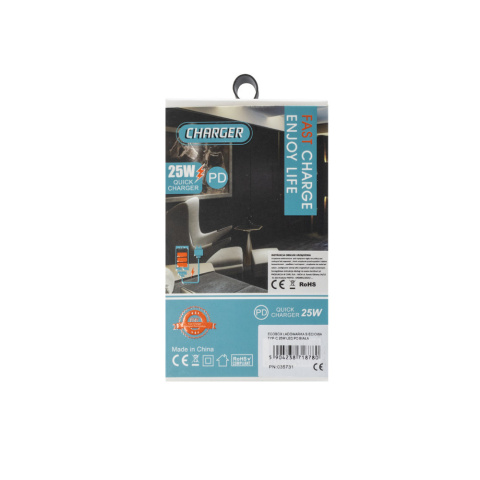 Ładowarka sieciowa TYP-C PD 25W Biała Ecobox Ładowarka sieciowa TYP-C PD 25W Biała Ecobox