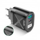 Ładowarka sieciowa faston GaN USB+TYP-C 65W PD, Exobox