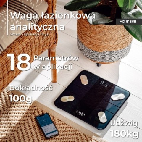 Adler Waga łazienkowa analityczna - Smart - aplikacja Tuya