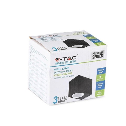 Kinkiet Ścienny V-TAC GU10 Aluminium Kwadrat Czarny W Dół IP44 VT-7651 Kinkiet Ścienny V-TAC GU10 Aluminium Kwadrat Czarny W Dół IP44 VT-7651
