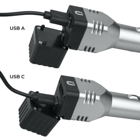 Ładowarka samochodowa USB z latarką aku DPM