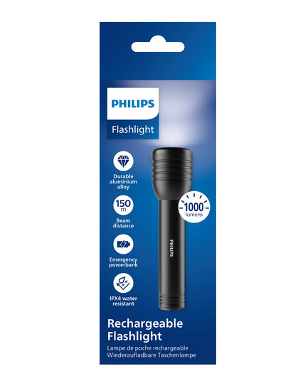 Latarka LED 1000lm IPX4 powerbank USB-C 145m zasięgu Philips SFL7005R/10 Latarka LED 1000lm IPX4 powerbank USB-C 145m zasięgu Philips SFL7005R/10