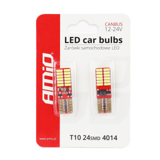 Żarówki LED CANBUS 24SMD 4014 T10e W5W 12V Amio