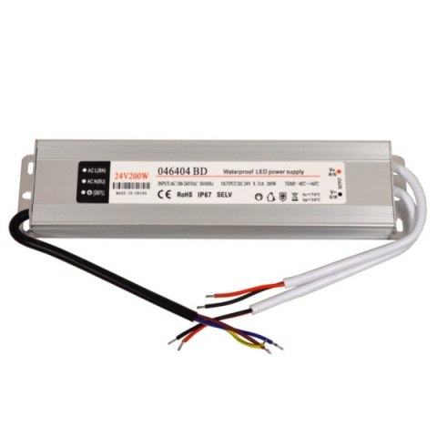 Zasilacz LED 24V 200W slim napięciowy IP67 alumini Zasilacz LED 24V 200W slim napięciowy IP67 alumini