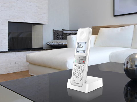 Telefon bezprzewodowy 4.6cm LCD głośnomówiący CLIP Philips D4701W/53 Telefon bezprzewodowy 4.6cm LCD głośnomówiący CLIP Philips D4701W/53