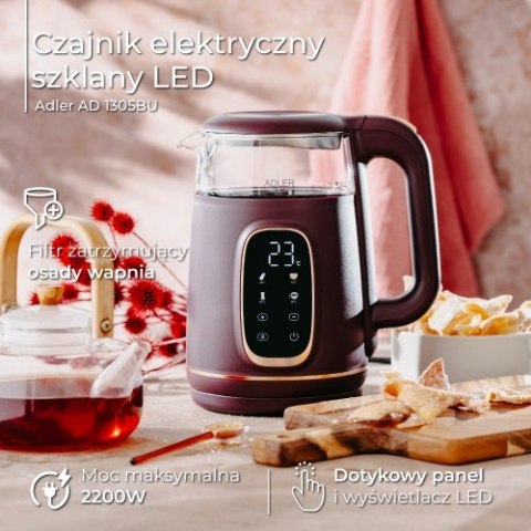 Adler Czajnik elektryczny szklany regulacją temperatury 1,7L | LED | 40-100°C |