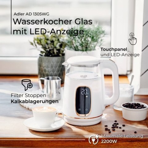 Adler Czajnik elektryczny szklany regulacją temperatury 1,7L | LED | 40-100°C |