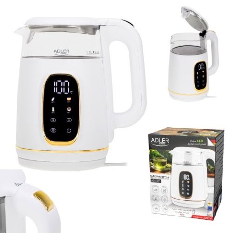 Adler Czajnik elektryczny szklany regulacją temperatury 1,7L | LED | 40-100°C |