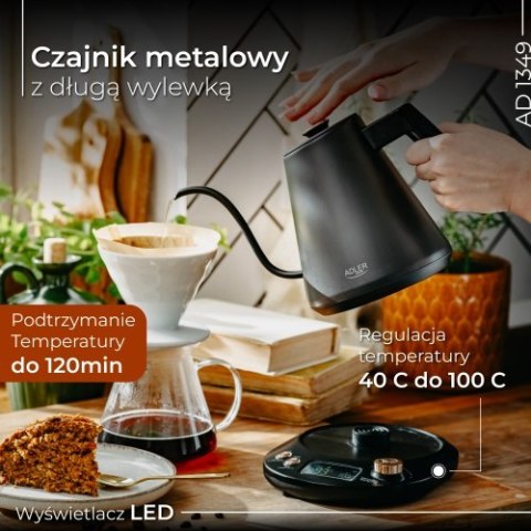 Adler Czajnik metalowy z długą wylewką 1,0L Adler Czajnik metalowy z długą wylewką 1,0L