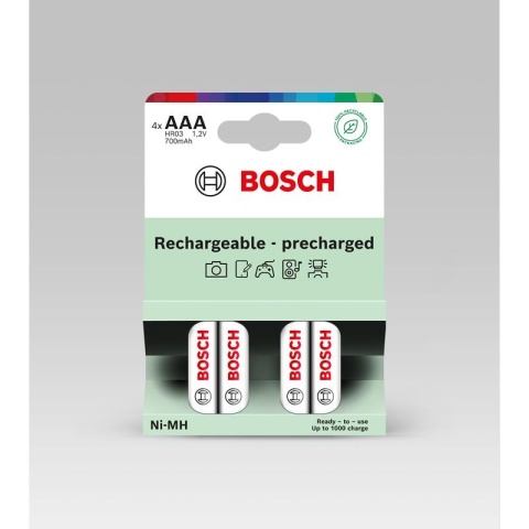 Akumulatory AAA 700mAh NiMH precharged 4 szt Bosch HR03 Akumulatory AAA 700mAh NiMH precharged 4 szt Bosch HR03