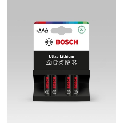 Baterie AAA litowe 1200mAh 10 lat 4 szt Bosch Ultra Lithium FR03 Baterie AAA litowe 1200mAh 10 lat 4 szt Bosch Ultra Lithium FR03