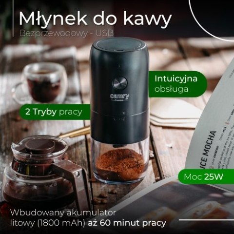 Camry Młynek do kawy bezprzewodowy - USB Camry Młynek do kawy bezprzewodowy - USB