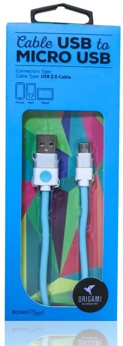 Kabel USB - microUSB 2.0 ORIGAMI 2m Niebieski Kabel USB - microUSB 2.0 ORIGAMI 2m Niebieski