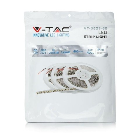 Taśma LED V-TAC SMD3528 300LED IP20 3,6W/m VT-3528 6000K 400lm Taśma LED V-TAC SMD3528 300LED IP20 3,6W/m VT-3528 6000K 400lm