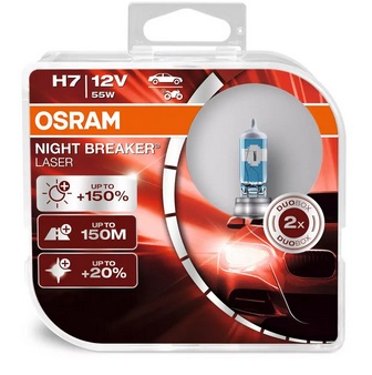 Żarówki H7 12V 55W +150% światła 2 sztuki Osram Night Breaker Laser Żarówki H7 12V 55W +150% światła 2 sztuki Osram Night Breaker Laser