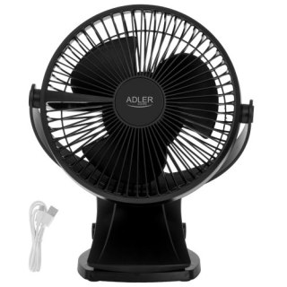 Adler Wentylator biurkowy z klipsem |Akumulatorowy| 15,5 cm | 360° obrót| USB-C |