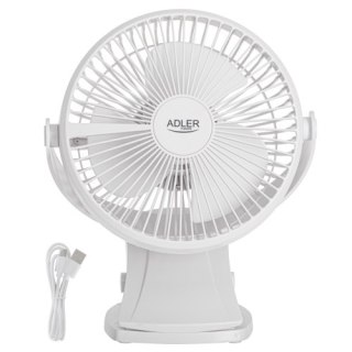 Adler Wentylator biurkowy z klipsem |Akumulatorowy| 15,5 cm | 360° obrót| USB-C |