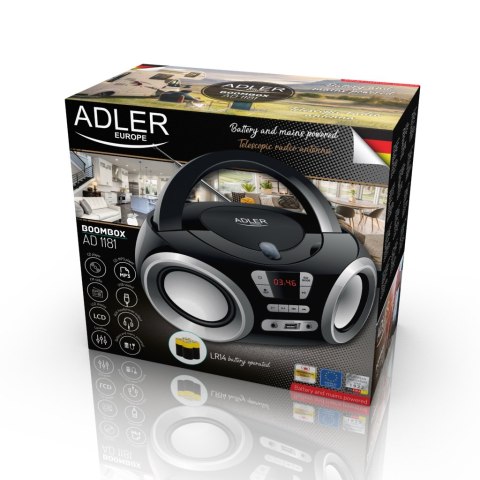 Adler Radio Boombox CD-MP3 | USB | FM Radio | AUX | Gniazdo słuchawkowe Adler Radio Boombox CD-MP3 | USB | FM Radio | AUX | Gniazdo słuchawkowe