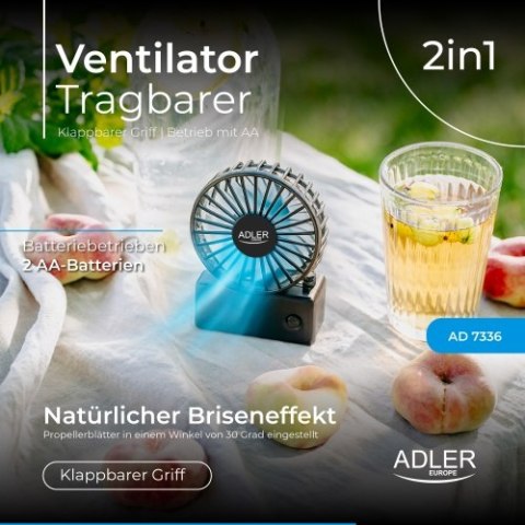 Adler Wentylator przenośny | Składana rączka | Na baterie AA Adler Wentylator przenośny | Składana rączka | Na baterie AA