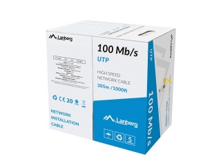 Kabel LAN UTP 100Mb/s 305m drut cca żółty Lanberg 305m
