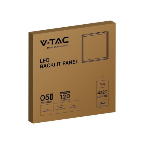 Panel LED V-TAC 36W 600x600 LED Backlight Hermetyczny IP65 120Lm/W VT-6235 4000K 4320lm 5 Lat Gwarancji Panel LED V-TAC 36W 600x600 LED Backlight Hermetyczny IP65 120Lm/W VT-6235 4000K 4320lm 5 Lat Gwarancji