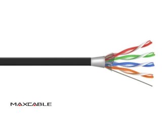 Przewód UTP6 drut Cu UV czarny 305m MAXCABLE