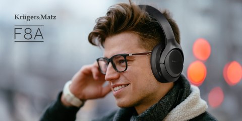 Bezprzewodowe słuchawki nauszne z ANC , Kruger&Matz F8A , beżowe