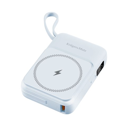 Power bank indukcyjny 10000 mAh Mag Safe z kablem niebieski Kruger&Matz