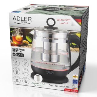 Adler Czajnik szklany 1,5 L z zaparzaczem i regulacją temperatury | 1,5 L | LED | 60-100°C |