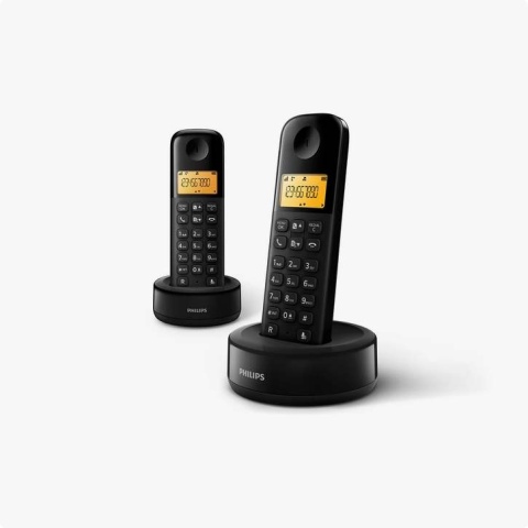 Telefon bezprzewodowy stacjonarny czarny Philips D1602D/53 DUO x 2