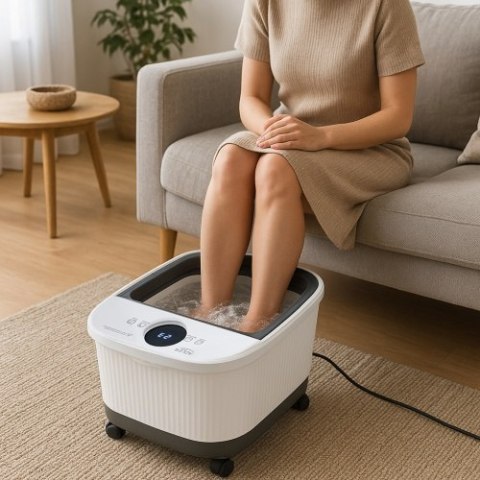 Adler Deluxe Hydromasażer do stóp z masażem mechanicznym | 4 rolki + 4 wałki | Podgrzewanie wody 48°C | 16,7 L |