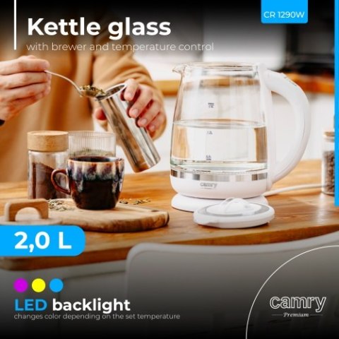 Camry Czajnik szklany 2,0 L z zaparzaczem oraz regulacją temp.| 60-100°C |