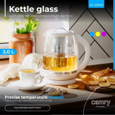 Camry Czajnik szklany 2,0 L z zaparzaczem oraz regulacją temp.| 60-100°C |