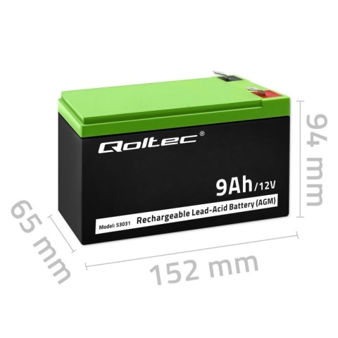 Qoltec Akumulator AGM 12V 9Ah Bezobsługowy