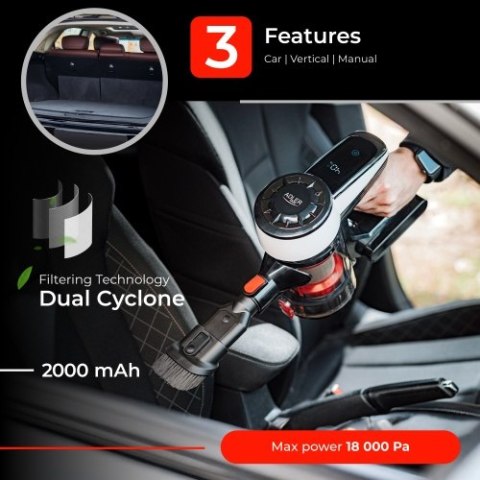 Adler Odkurzacz pionowy - Bezworkowy z bezszczotkową technologią silnika